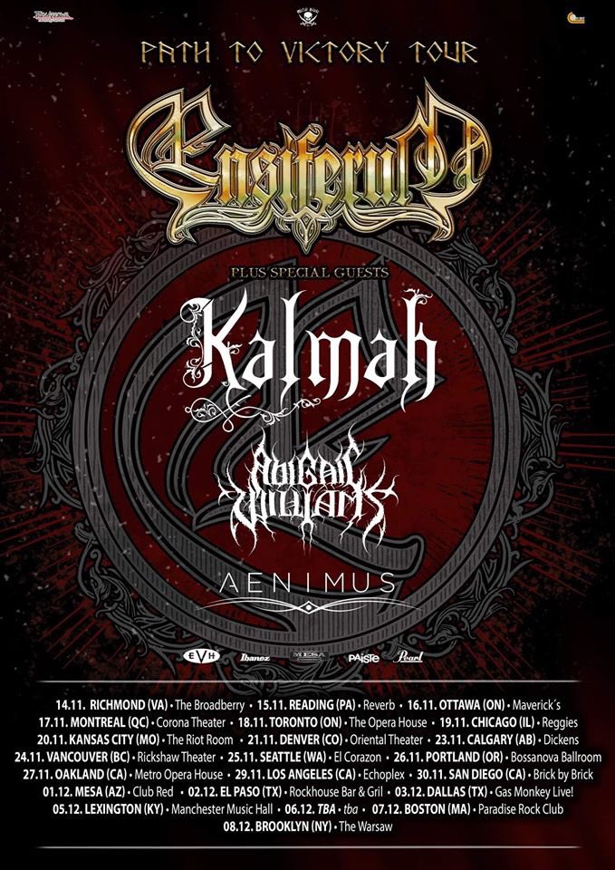 Our vocalist Jake Vancil is currently on tour filling in vocals for the homies in <a href="/aenimusofficial/">Aenimus</a>! Their first show is tonight in Richmond, VA so if you're near any of these cities make sure to check them out and say what's up to Jake! <a href="/EnsiferumMetal/">Ensiferum</a> <a href="/kalmahofficial/">Kalmah</a>