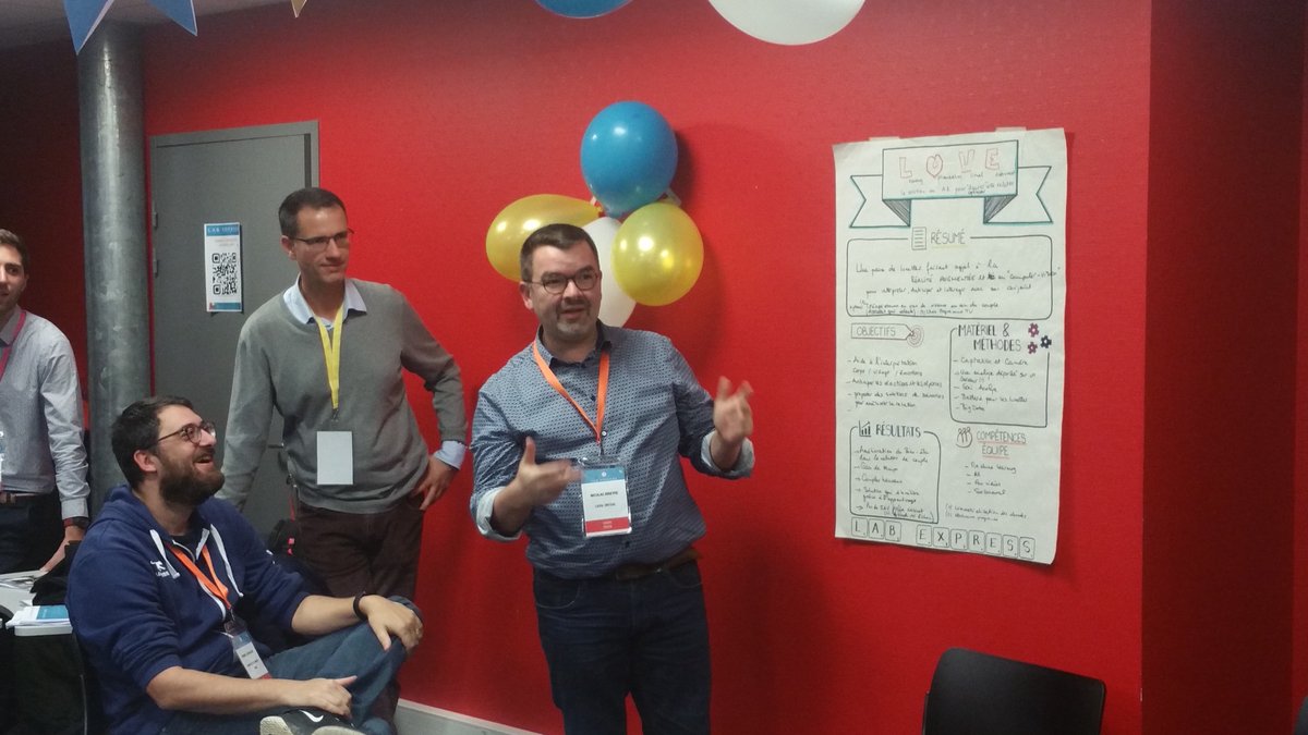 ctravier's tweet photo. C'est l'équipe rouge qui remporte le #labexpress un évènement de networking innovant pour les chercheurs du campus de #Laval organisé par @LMTinnovation https://t.co/CrwvxsoQ3C