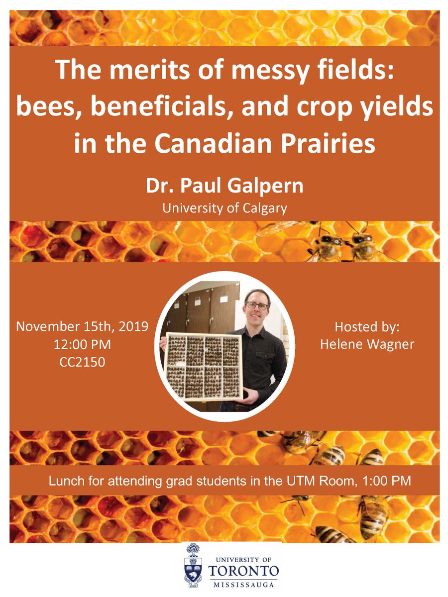 #UTMBiology we are very excited to have <a href="/pgalpern/">Paul Galpern</a> tomorrow lecturing us on the merits of messy fields!

and we like our poster very much! 
<a href="/BiologyatYork/">Biology at York</a> <a href="/LaurierBiology/">Laurier Biology 💜𓅪💛</a> @WaterlooBio <a href="/thelonglab/">Tristan A F Long 🪰🔬</a> <a href="/IntUGrativeBiol/">Integrative Biology</a> show us your #seminar #posters