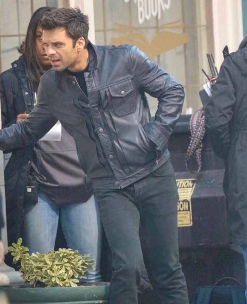 buckysvojce's tweet image. bucky barnes out in public with a leather jacket and leather gloves to hide his metal arm i- i’m about tO SCREAM