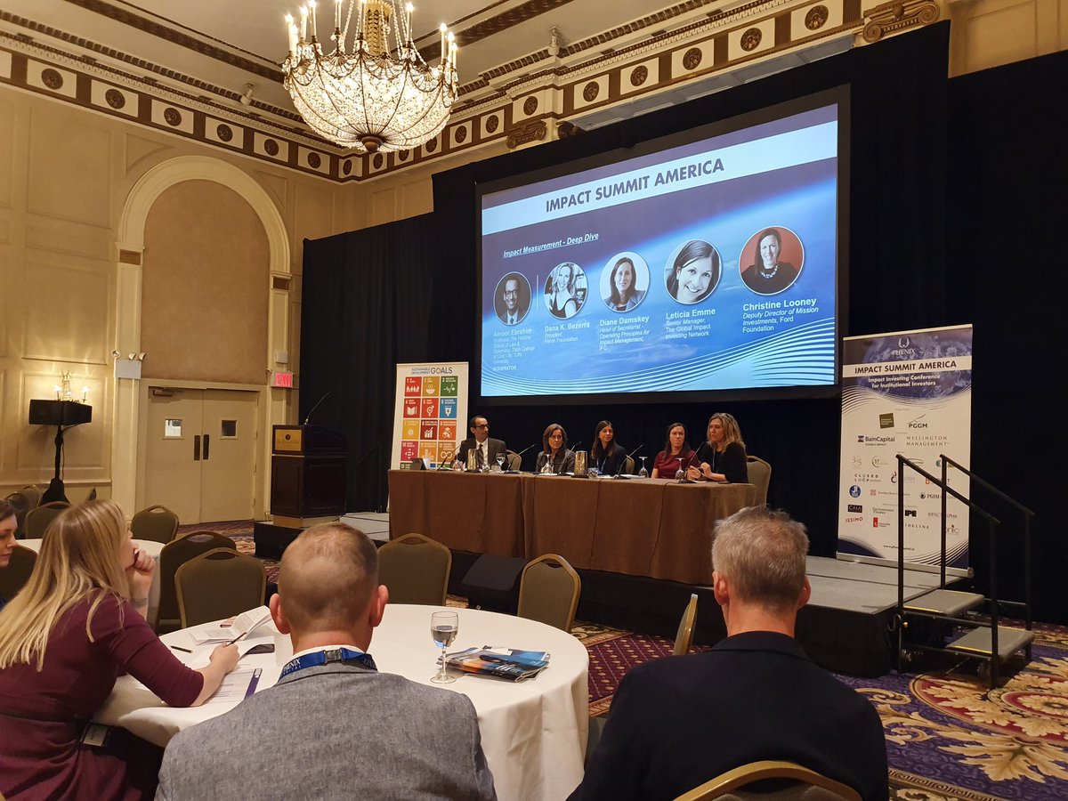 The impact measurement session is underway with <a href="/HeronFdn/">Heron Foundation</a> <a href="/IFC_org/">IFC</a> <a href="/theGIIN/">GIIN</a> <a href="/FordFoundation/">Ford Foundation</a> <a href="/FletcherSchool/">The Fletcher School</a> discussing #BestPractices and #ImpactIndicators across time frames and industries.