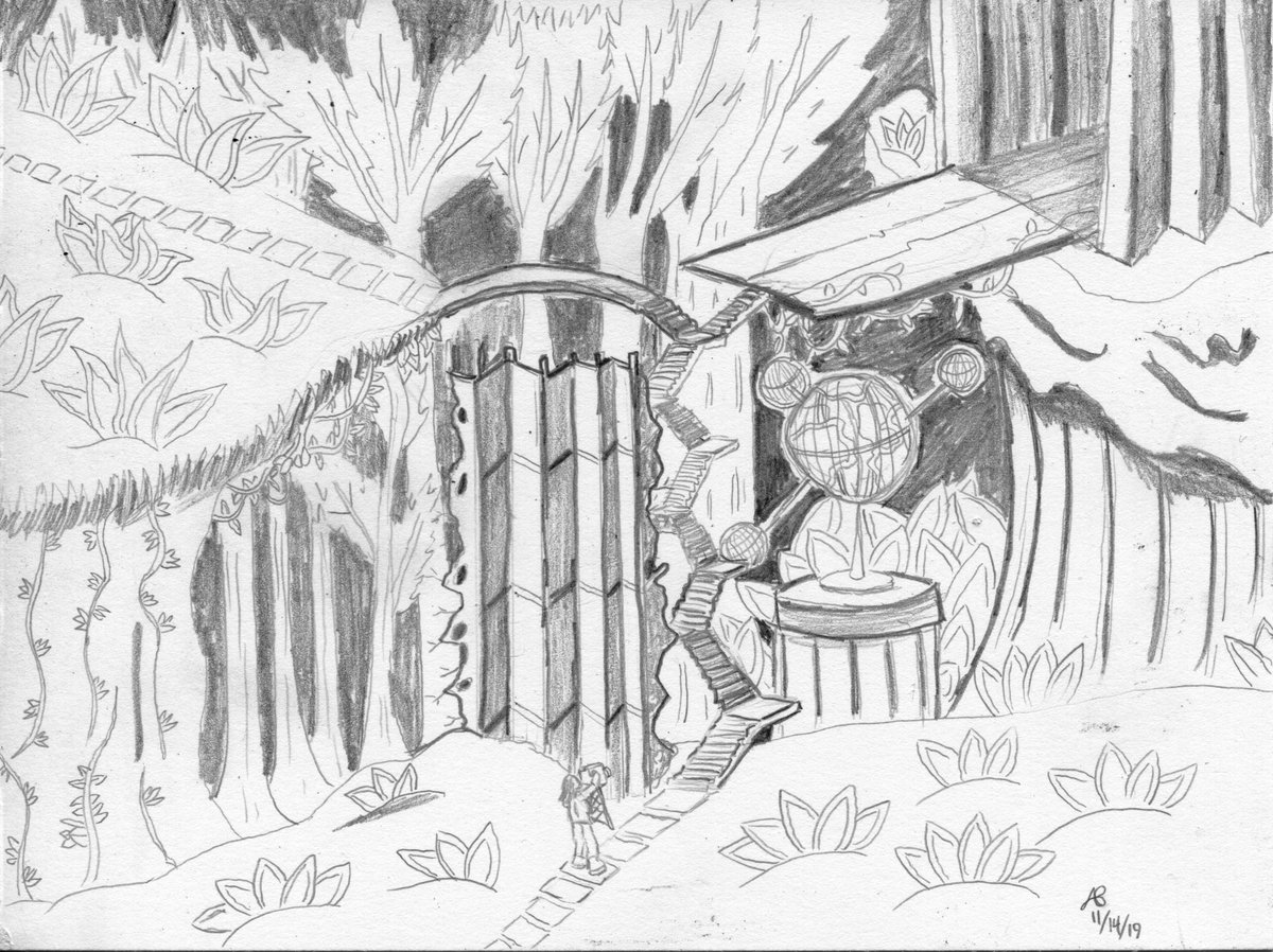 An ethereal alien structure in a beautiful landscape. Monstervember Day 14, Ethereal #monstervember #ethereal #alienlandscape #alienplanet #illustration #pencildrawing #babeldoodle #steampony #steamponydesign steamponydesign.com/monstervember-…