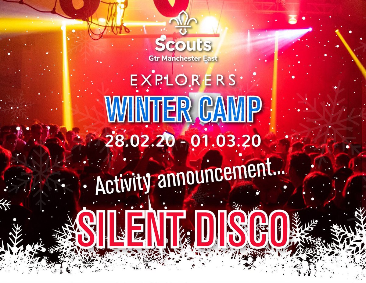 In addition to Quad Biking, High Ropes, Hovercrafts &amp; Bush Craft, the Winter Camp team are pleased to annouce a Silent Disco!

Book now through Online Scout Manager (OSM) to confirm your place...

Any queries, please email wintercamp@gmescouts.org.uk
