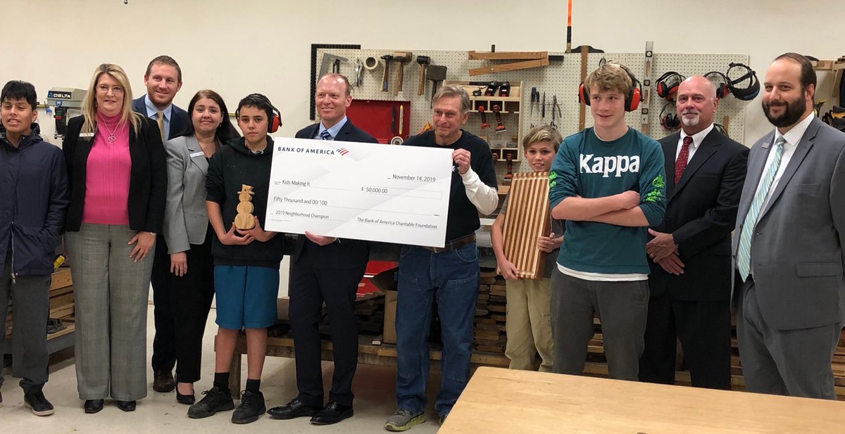 We’re excited to share we’ve been named <a href="/BankofAmerica/">Bank of America</a>’s first Neighborhood Champion here in Wilmington! The funding and leadership training through this award will help us teach valuable skills to at-risk and disadvantaged youth through woodworking.