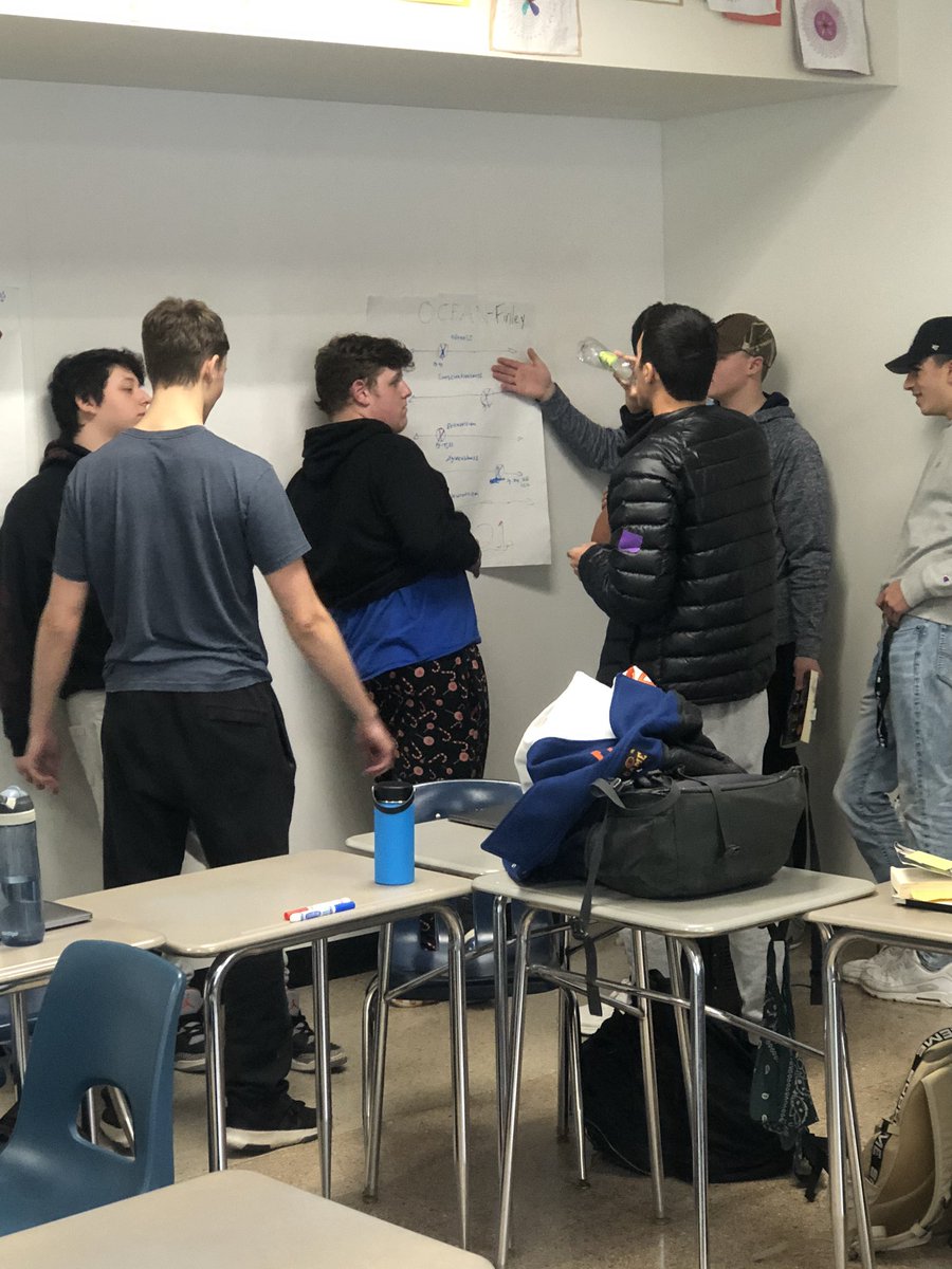 JessicaLeitman's tweet image. Ss in Psych in Lit share personality traits about characters in their choice books while preparing for tomorrow’s Socratic Seminar. #WeAreChappaqua #fivefactormodel #gettingprepped #theyareready