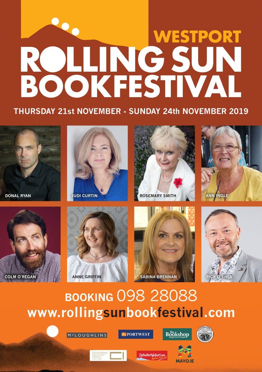 Rolling Sun Book Festival Westport, Friday 22nd November to 24th November. 3 days full of great discussion & entertainment! Check out rollingsunbookfestival.com