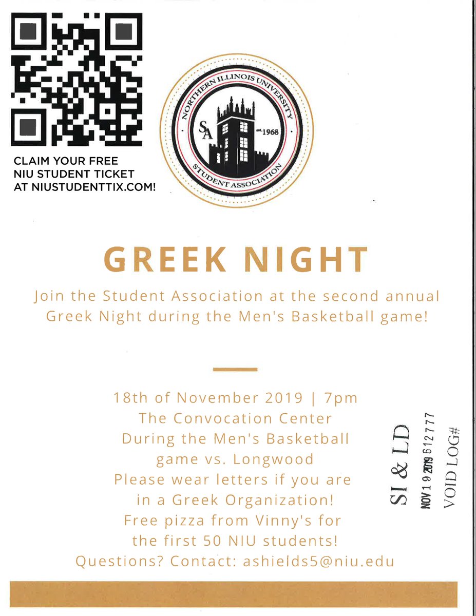 Join @NIUGreeks and @SA_NIU on Monday night for <a href="/GoHuskiesMBB/">NIU Men's Basketball</a> Greek Night at the Convo!
Free 🍕 for the first 50 NIU Students

#HuskieBasketball