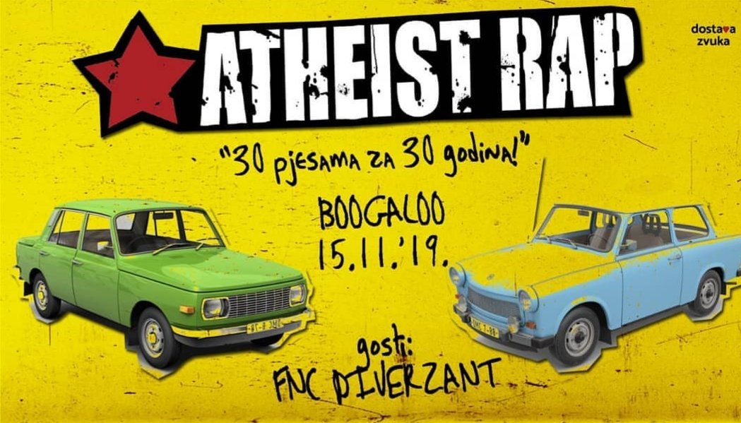 15.11.2019. Boogaloo, Zagreb! Slavimo ročkas naših drugova <a href="/AtheistRap/">✯Atheist Rap</a> !!! Uzbuđeni smo ko mala deca jer se ne svira svaki dan sa bendom koji ti je obilježio život!!!!