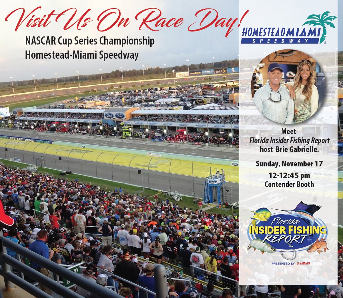 Will you be at the Homestead-Miami Speedway THIS weekend⁉️ 
If so, come stop by the <a href="/ContenderBoats/">Contender Boats Inc</a> booth &amp; say hello. . . I might just have some <a href="/FIFRTV/">FIFRTV</a> / @sportsmansadv swag to give ya 😊🏎️🏁!!!