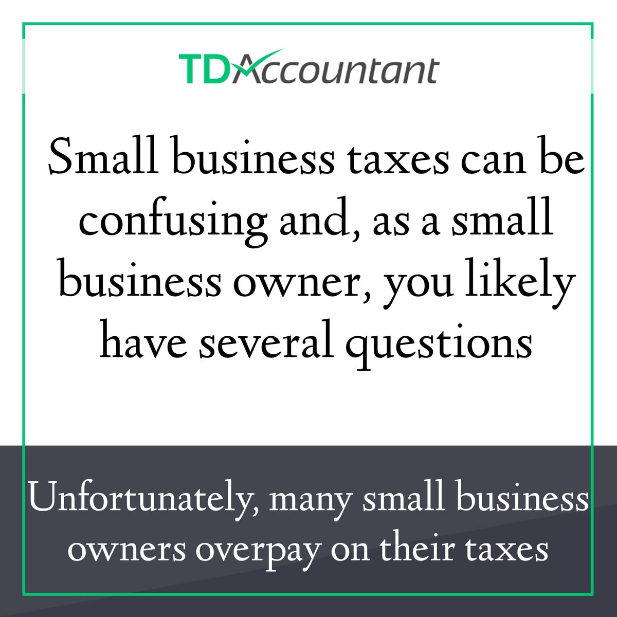 TdAccountant's tweet photo. Do you know how much to pay in taxes?
#businesstaxes #taxes #taxresolution #personaltax #taxseason #taxstrategy #taxes2019 #taxes2020 https://t.co/R4CR0H6UWO