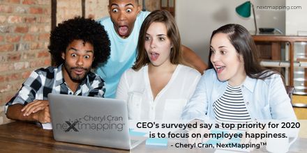 CEO’s surveyed say a top priority for 2020 is to focus on employee happiness @cherylcran #WorkTrends #Trends2020 #FutureOfWork #FOW #PeopleFirst #FutureOfWorkCulture