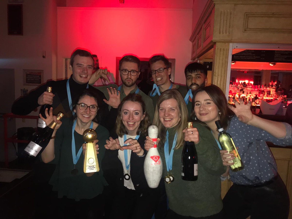 And then...we all were SHOCKED to see...WE WON THE WHOLE THING (by a point)!!!!!!! 🎳 🐻🏆#lcsl #rawrr #wearethechampions
