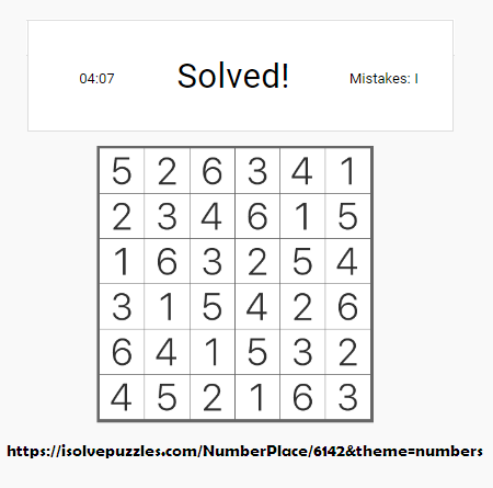 csejairoalberto's tweet photo. @iSolvePuzzles #LatinSquare6x6MediumSolution #LatinSquareSolution
@iSolvePuzzles @crucigramese #GimnasiaMental @YoAprendoConX #OneStepSolution @genteconvos @Genteconvos_ @zonadegenios #Sudoku #Noviembre142019 #FelizJueves #HappyThursday
Yes, I can.
Solución en un paso: https://t.co/KgBCK6EcQL