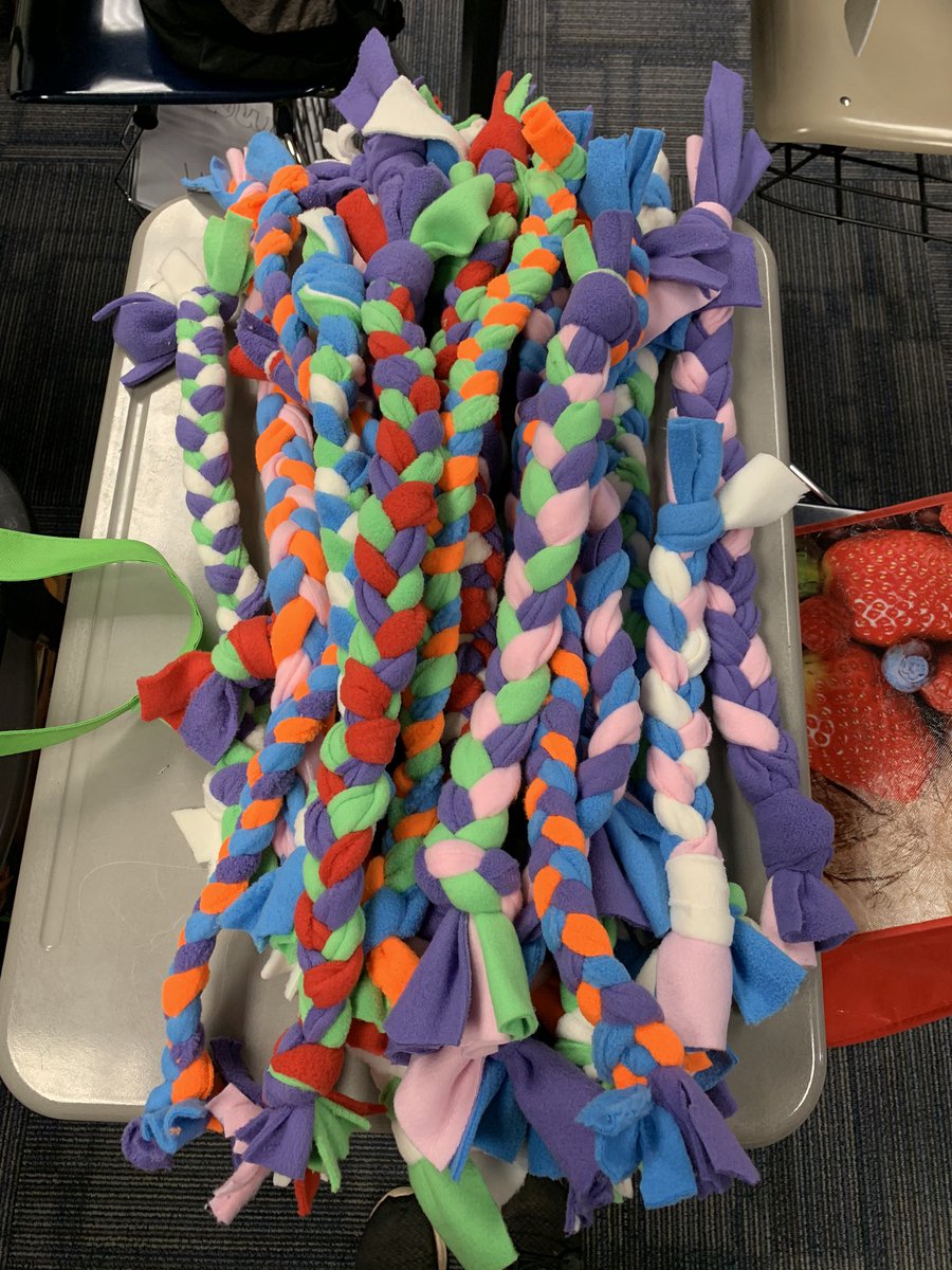 CehsInteract's tweet image. Today Interact Club, along with a few other helpful volunteers, made fleece braids for the Humane Society to give to their dogs! It was so much fun!