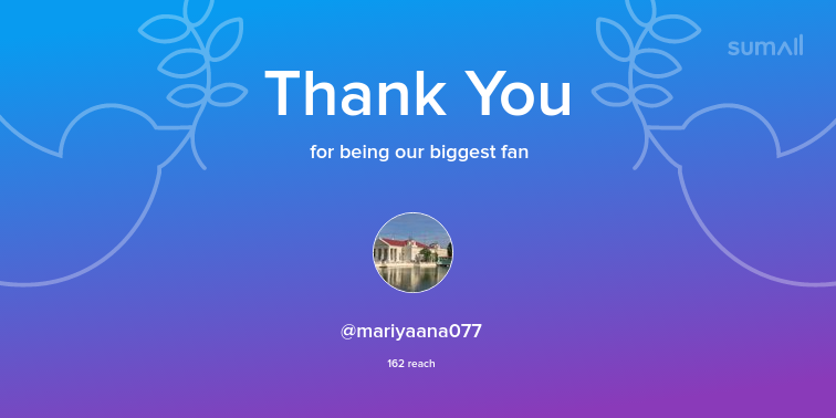 Our biggest fans this week: mariyaana077. Thank you! via sumall.com/thankyou?utm_s…