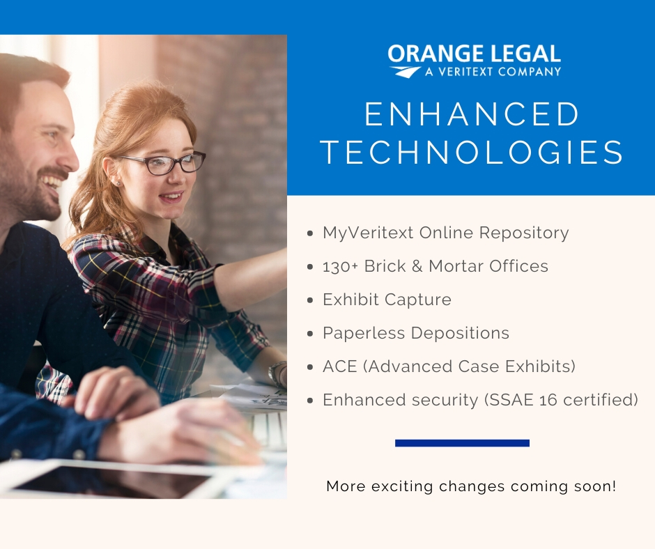 With two great companies joining forces, comes enhanced technologies at your fingertips! #orangelegal #veritext #litigation #support #legal #lawyers #support