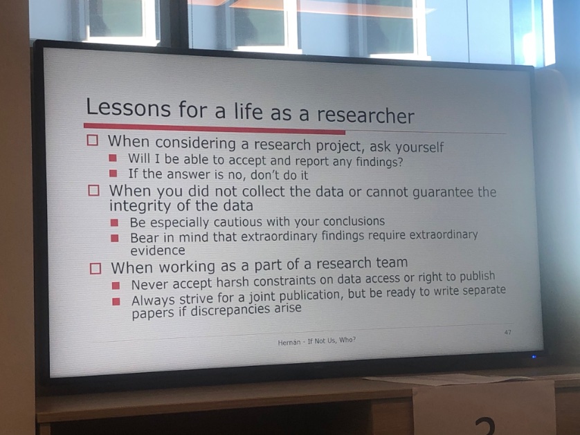 MaryOKeeffe007's tweet image. Lessons for life as a researcher by @_MiguelHernan 
A brilliant and very thought provoking talk 👏
