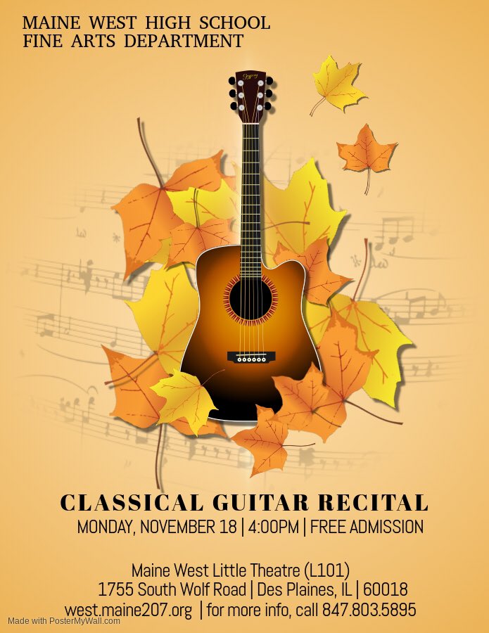 Maine West Band (@mainewestband) on Twitter photo Come see our class guitar recital on Monday in the little theatre (L101) at Maine West! Wide variety of music and styles on a short 20 minute recital <a href="/Maine_West/">Maine West</a> <a href="/EileenMcM70/">Eileen McMahon</a> Come see our class guitar recital on Monday in the little theatre (L101) at Maine West! Wide variety of music and styles on a short 20 minute recital <a href="/Maine_West/">Maine West</a> <a href="/EileenMcM70/">Eileen McMahon</a>