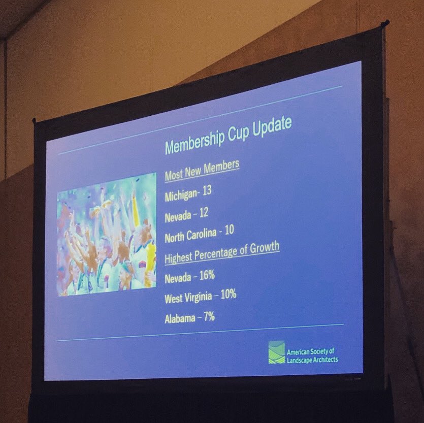 We grew our membership!  A lot more work to do but proud of our chapter! #ASLA2019 #leadership #CPC