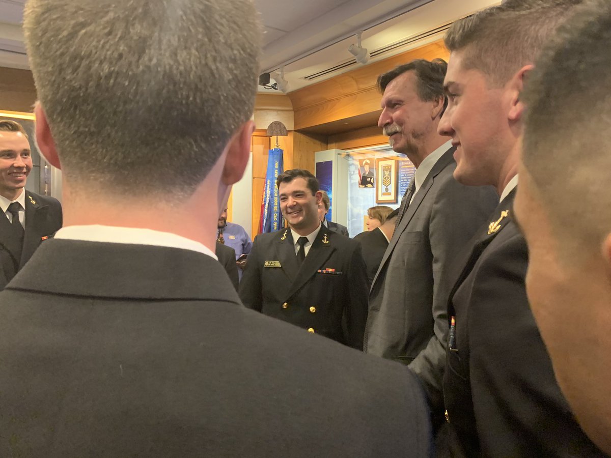 NavyBaseball's tweet photo. Navy starts the @ActofValorAward Ceremony with a meet and greet with Randy Johnson who is being honored at tonight’s event #RaiseTheSail https://t.co/i8hnWG50LU