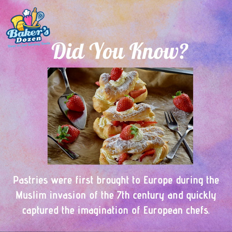 iBakersDozen's tweet photo. Did You Know?
Pastries were first brought to Europe during the Muslim invasion of the 7th century and quickly captured the imagination of European chefs.
#BakersDozen #BakingTrivia #TriviaAboutBaking #BakingFacts https://t.co/J0HObJTEAB