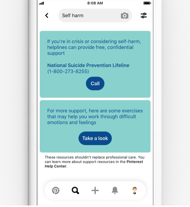 PiroSelena's tweet photo. When Pinterest users search words related to self harm, the site will surface a prompt for exercises that channel negative emotions. I think this is a great way for a social platform to help struggling users! #MARK1051 #KnowYourSocial
https://t.co/Si6Qwouy6W via @rightrelevance https://t.co/L42Rgc7eQe