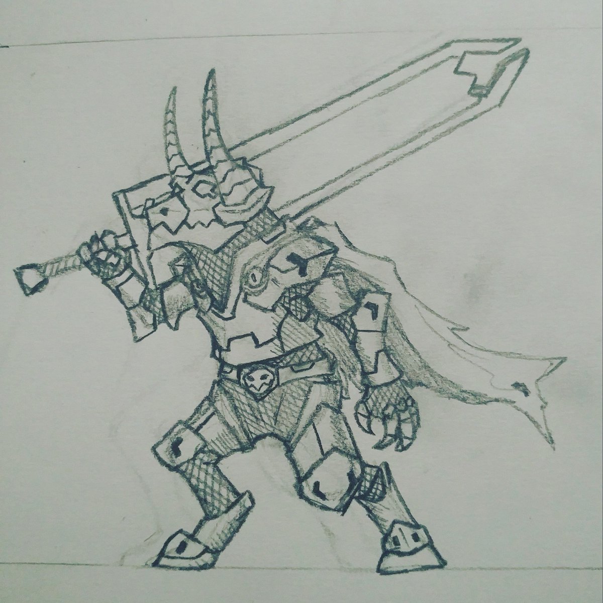 Sigmauer's tweet photo. Haven't forgot to post stuff just been busy since I moved to Austin, TX. But here is my new DnD character I'm making for a new campaign I joined.
#art #sketching #sketchbook #sketch #creaturedesign #knights #knightdesign #armordesign #armor #greatsword #berzerk #artist #drawing https://t.co/OjCKFWUJHv