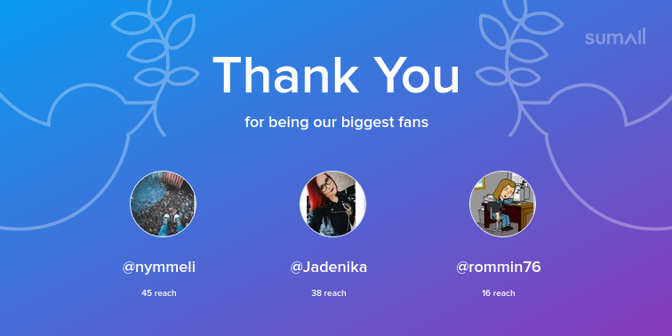 ripulipupu's tweet photo. Our biggest fans this week: nymmeli, Jadenika, rommin76. Thank you! via https://t.co/VwwJcerc7p https://t.co/545IaVySJ0