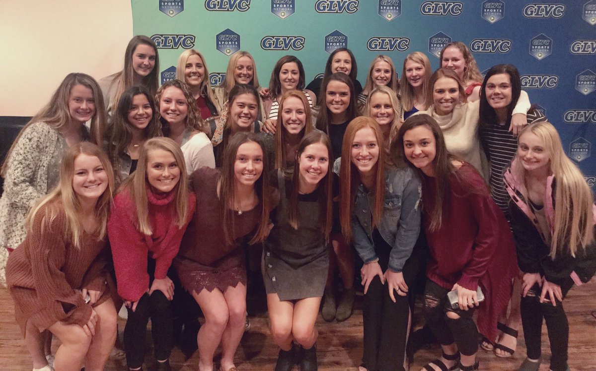 Celebrating this season at the GLVC banquet! Semi-final game tomorrow at 11 EST! #skohawks