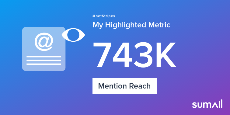 netStripes's tweet photo. My week on Twitter 🎉: 16 Mentions, 743K Mention Reach. See yours with https://t.co/DxhuM7MWaz https://t.co/nCySFkJhIh