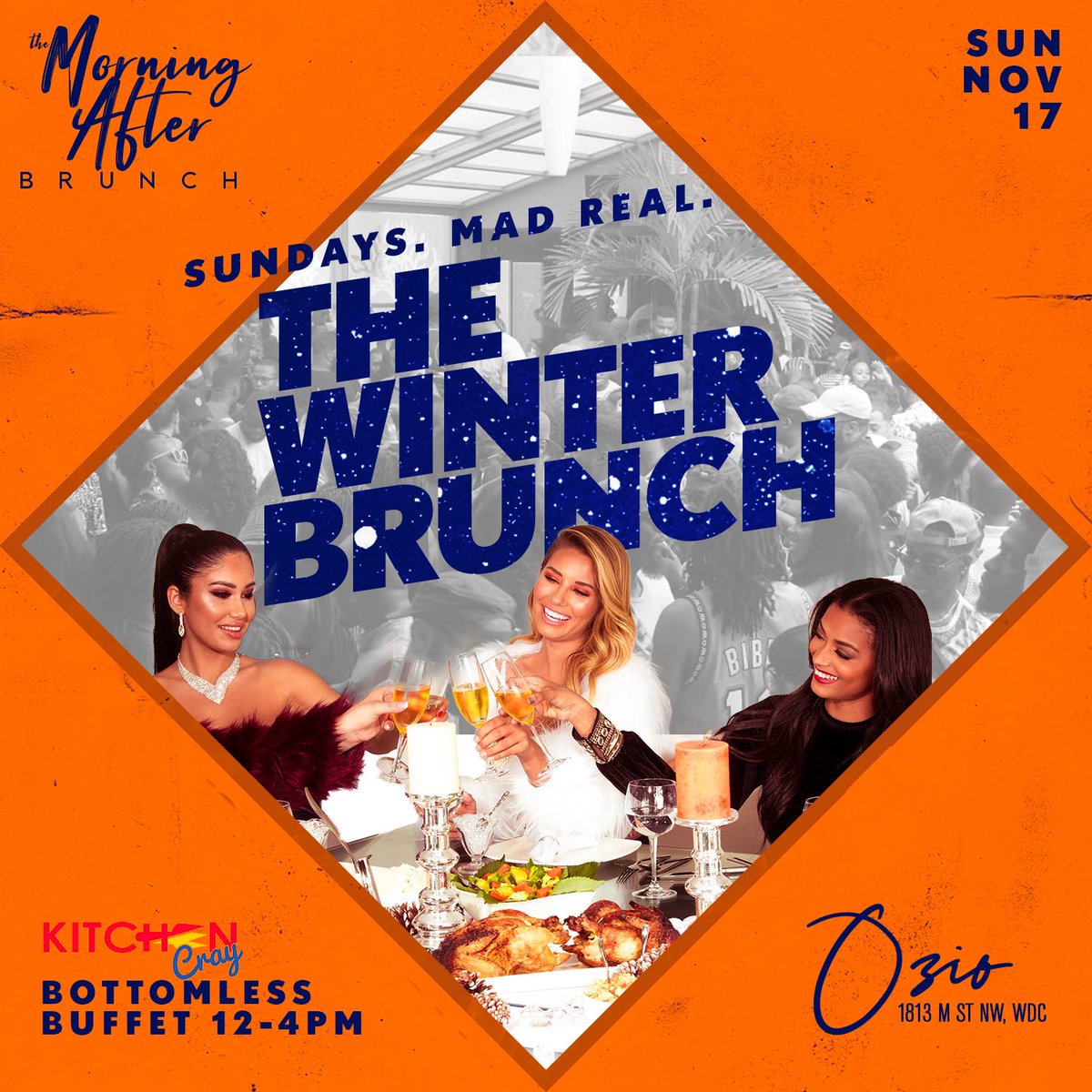 Sunday brunch. Mad Real. Winter brunch with Kitchen Cray. 12-4pm. <a href="/Ozio_DC/">Ozio</a>