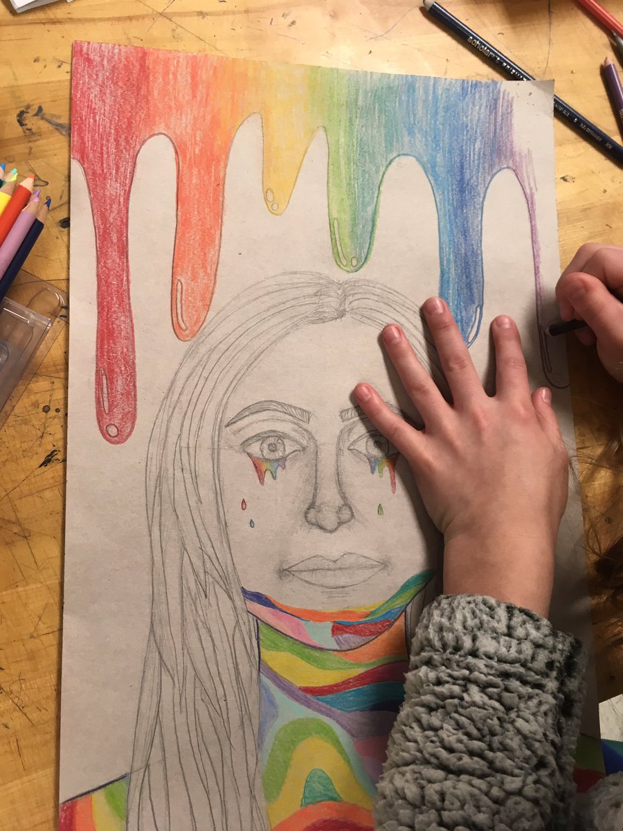 NathansonTed's tweet photo. More incredible work from 8th grade’s Imaginative Portrait project https://t.co/ZqlwQK4KSk
