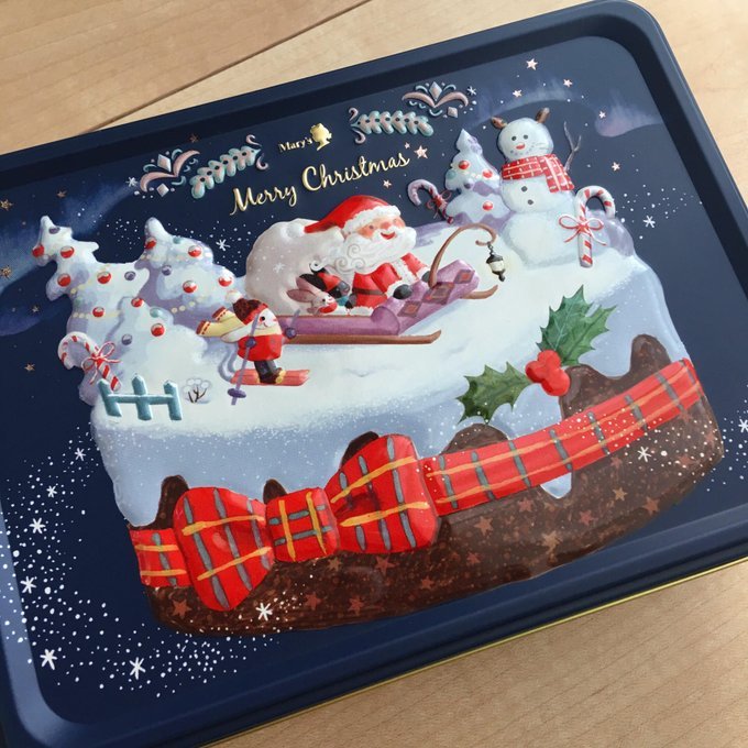 「こちらのケーキデザインの缶はこのイラストが元になりました☃️ 」|おおでゆかこ - イラストレーター 絵本作家のイラスト