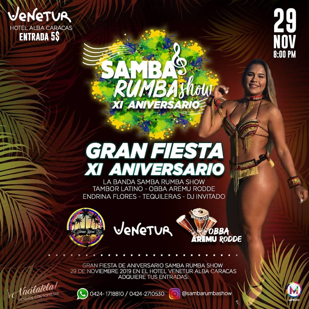 🅢🅐🅜🅑🅐 🅡🅤🅜🅑🅐 🅢🅗🅞🅦
.
Ya se está acercando la fecha 📌 para que disfrutes de nuestra #FiestaDeAniversario 🥁🎉En el Hotel Venetur Alba Caracas @veneturalbaccs 🌃 Este 29 de Noviembre, a partir de las 8:00 P.M. ✨ Recuerda que es muy fácil adquirir las entradas