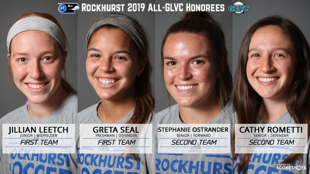 Congratulations to these four Hawks on their All-GLVC honors! From left to right: Jillian Leetch (First Team All-GLVC), Greta Seal (First Team All-GLVC), Stephanie Ostrander (Second Team All-GLVC) and Cathy Rometti (Second Team All-GLVC) @RU_WomensSoccer #SkoHawks!