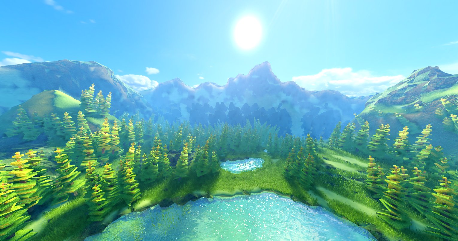 Vibrant roblox gfx with green grass landscape and blue sky