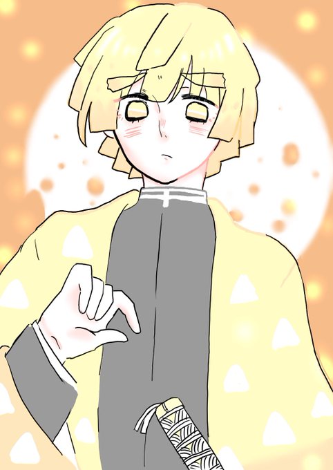 わんおさんがTwitterに投稿した我妻善逸(鬼滅の刃)のイラスト。