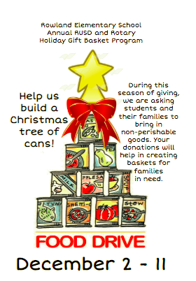 RascalPride's tweet photo. Rascal Reps Food Donation Collection.
Show your PRIDE by sending non-perishable food items to school from Dec 2-11. #RascalReps #WeAreRUSD @RowlandSchools https://t.co/K76MObfx8Y