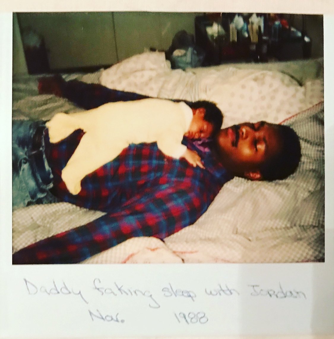 ProfessorPitts's tweet photo. I’ve always loved this picture. I still don’t know whether Dad was really sleep or not lol. Where does the time go? 👶🏾 #youngdapper #tbt #bdayweek https://t.co/9wB46yZfCx