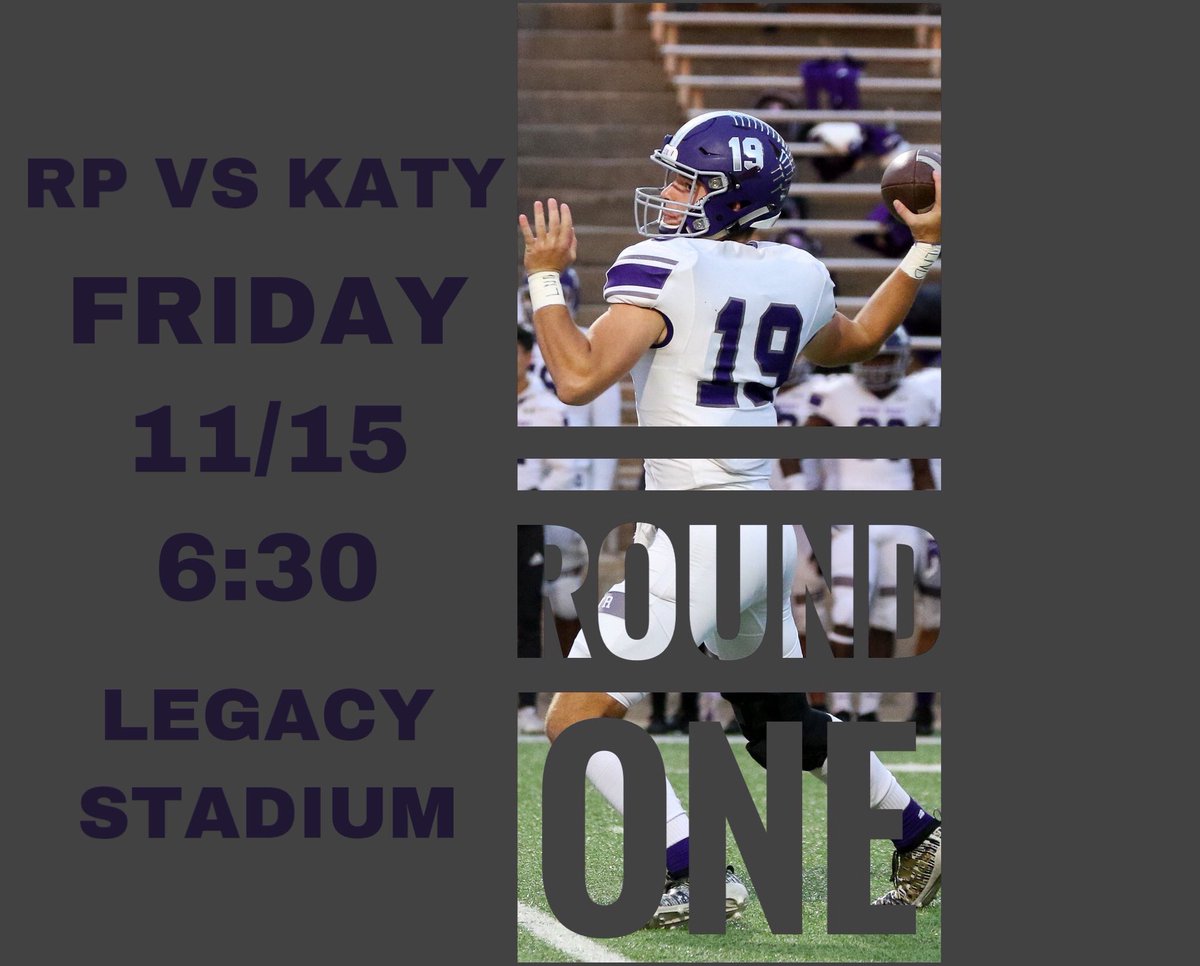 This Friday- RP Football vs Katy@ Legacy Stadium- 6:30pm!