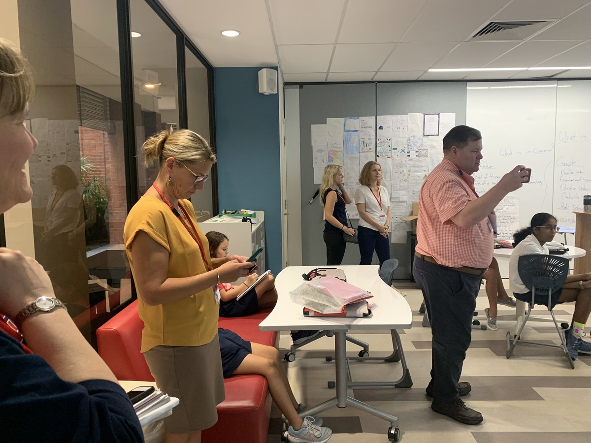 SAmericanSchool's tweet photo. An amazing opportunity to share our journey from the R&D process to the implementation at #SASedu. Classroom visits in session with @ICSAddis, @ssischool, and @AISGZ! #middleschool #flexiblelearningcommunities #TRiTime #PLC https://t.co/BIpQ2v51wj