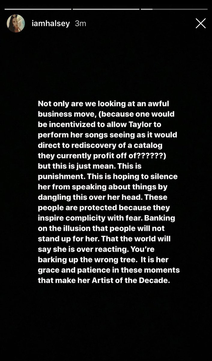 TSwiftNZ's tweet photo. 📲 IG | Halsey supporting Taylor via Instagram story #IStandWithTaylor

“It is her grace and patience in these moments that make her Artist of the Decade.” https://t.co/zC12Yq2x9G