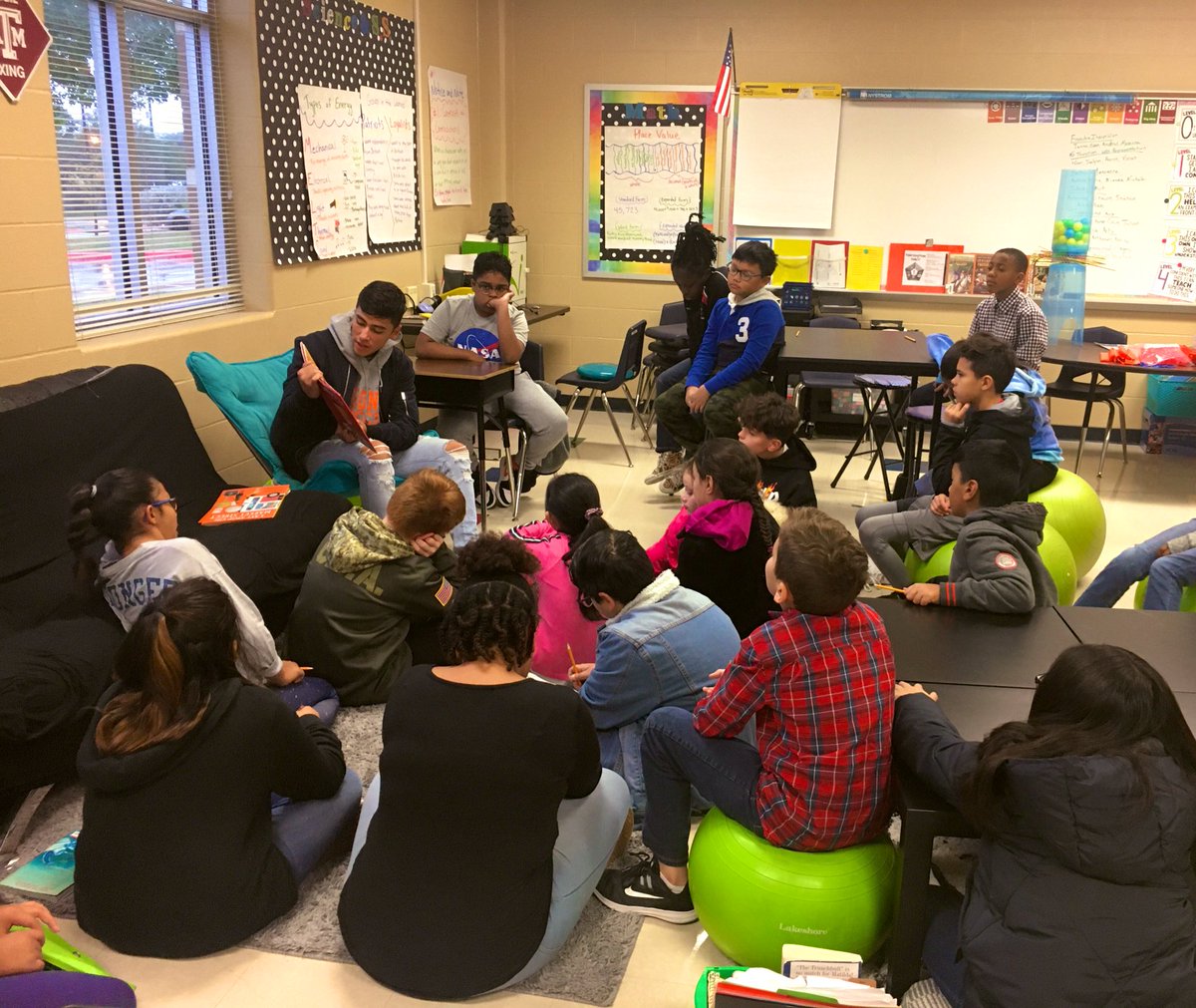 StaggSavannah's tweet photo. These 5th graders loved having @NISDBrandeis soccer players read to us today!! @NISD is #legendary because of the community it builds between students of all ages. @NISDCarnahan https://t.co/b1MN2AFFg7
