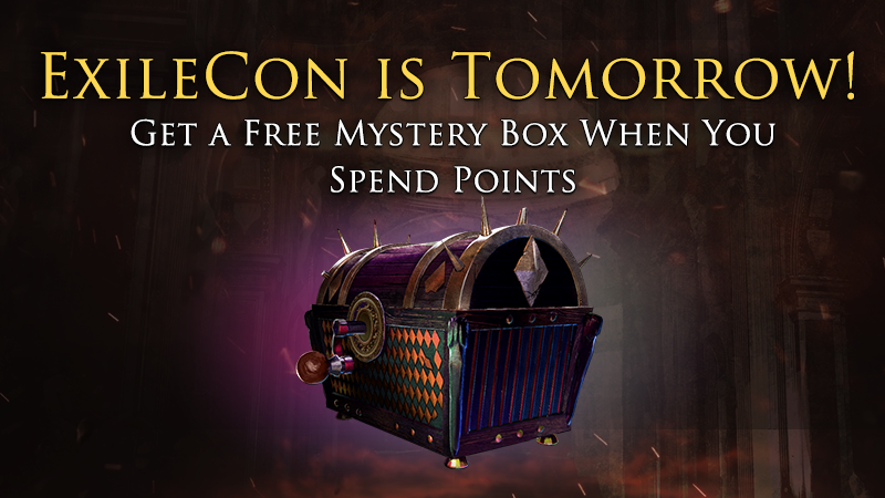 We're almost at the finish line! In less than a day we'll be hosting #ExileCon, our very first Path of Exile convention!  In addition, this weekend we're offering one free Carnival Mystery Box when you spend points!

pathofexile.com/forum/view-thr…