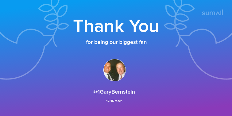 Our biggest fans this week: 1GaryBernstein. Thank you! via sumall.com/thankyou?utm_s…