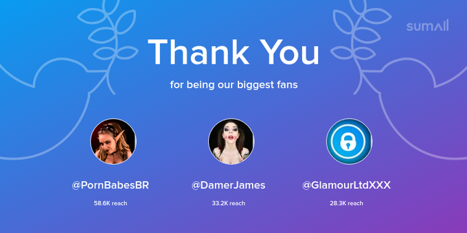 Our biggest fans this week: PornBabesBR, DamerJames, GlamourLtdXXX. Thank you! via https://t.co/TgunTduqCU