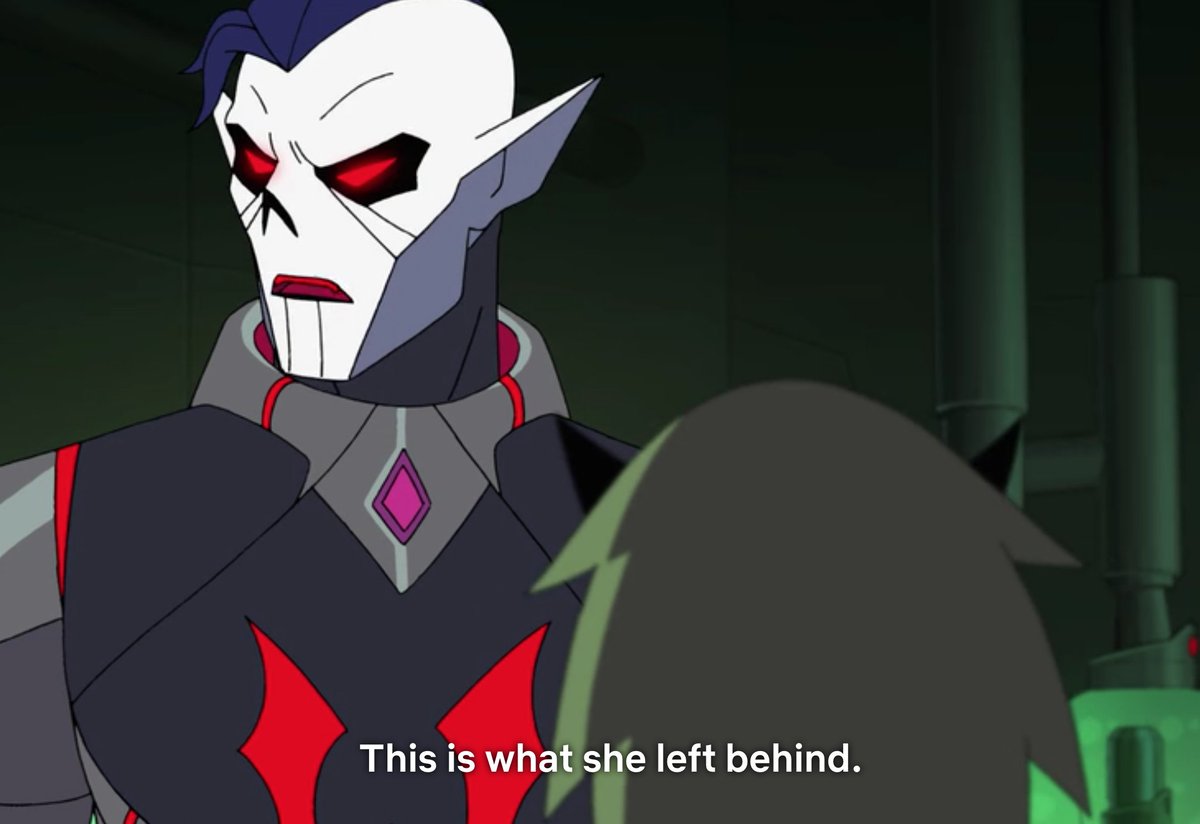 He smashes the lil busted dictophone when Catra reminds him she's a traitor (lyinnnng)