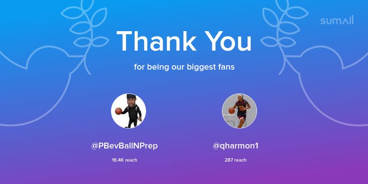 Our biggest fans this week: PBevBallNPrep, qharmon1. Thank you! via sumall.com/thankyou?utm_s…