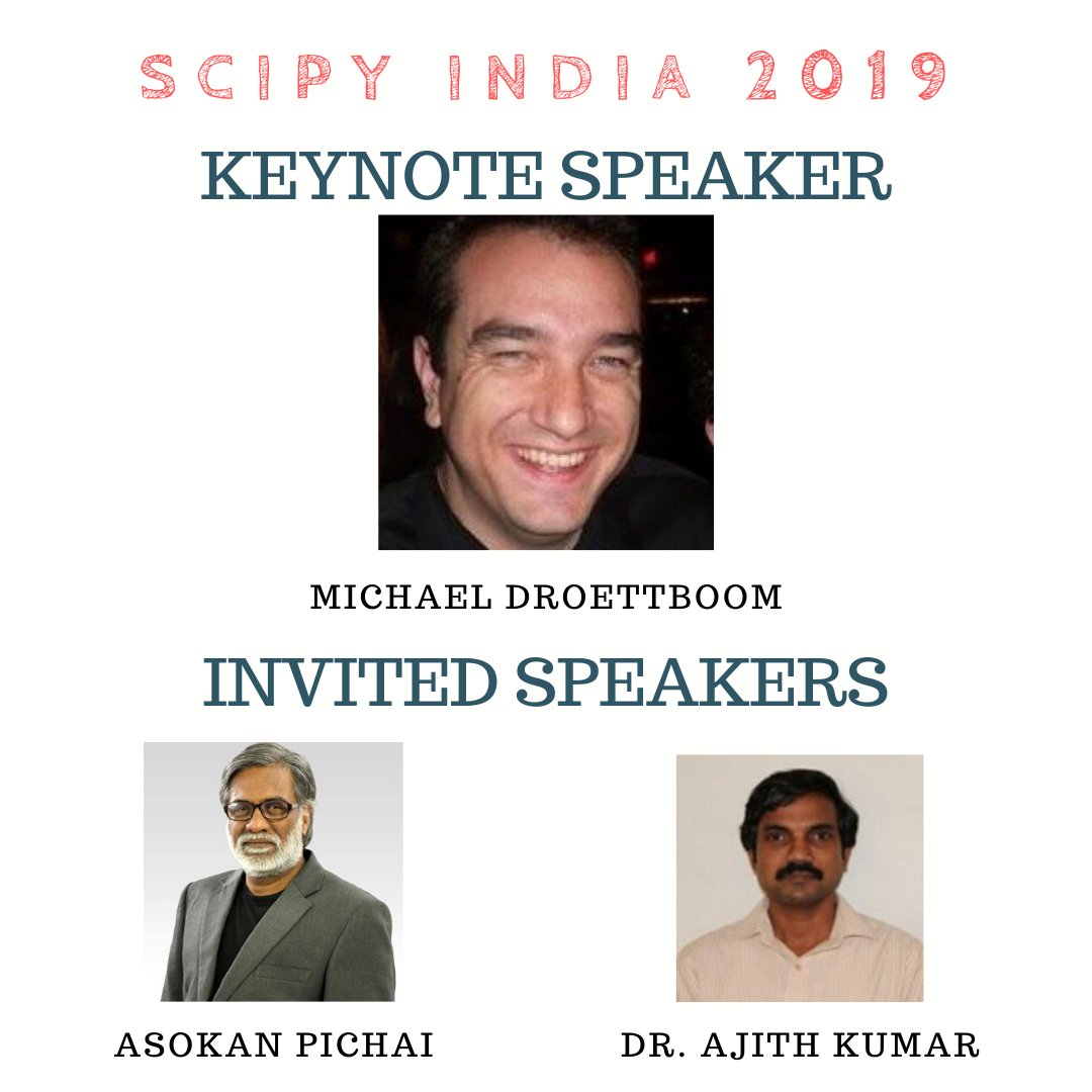 SciPyIndia's tweet image. Announcing the #speakers for @SciPyIndia. Visit our website scipy.in to view their profile.
@prabhu_r @MDroettboom @AsokanPichai @mozilla @mozillamh @MozillaIN @KannanMoudgalya @FOSSEENMEICT @mkasimkh
#foss #fossee #opensource #conference