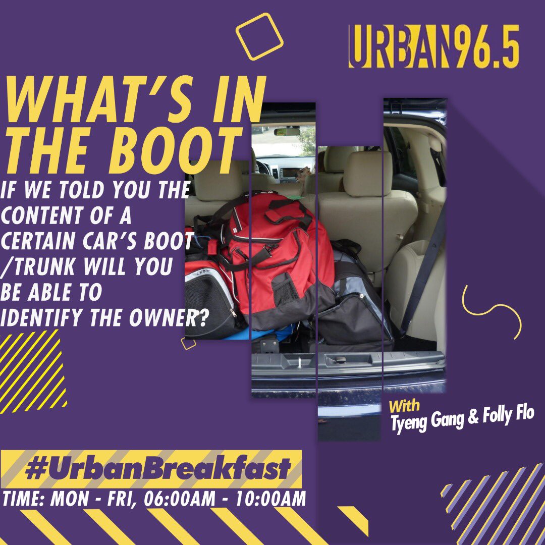 Urban96FM's tweet photo. Coming up next
#WhatsInTheBoot 👇
Choir Robe
CV
Unilag Certificate
Water Closet
Guess correctly & win yourself a ticket to @stefflondon ‘s event happening tomorrow 🤸🏻♂️
#UrbanBreakFastLagos w. @TyengGANG x @FollyFlo1
https://t.co/PqR6AvltNg https://t.co/a26EobCd09